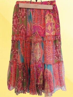 Boho Patchwork Maxi Skirt 💖 / Jupe Boho Imprimé Multicolore